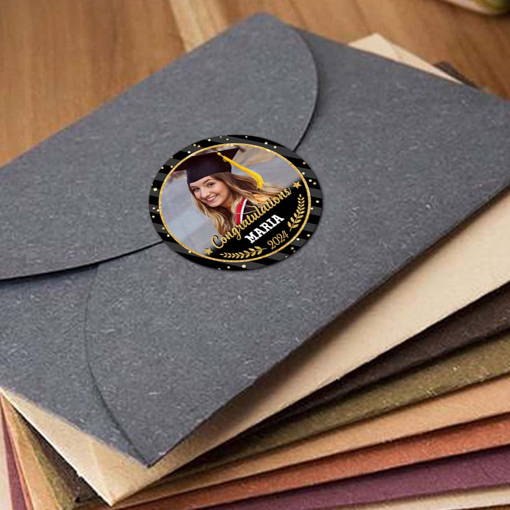 Custom Congratulations Class Of 2024 With Photo Graduation Perforated Roll Stickers, Graduation Labels & Party Supply JonxiFon