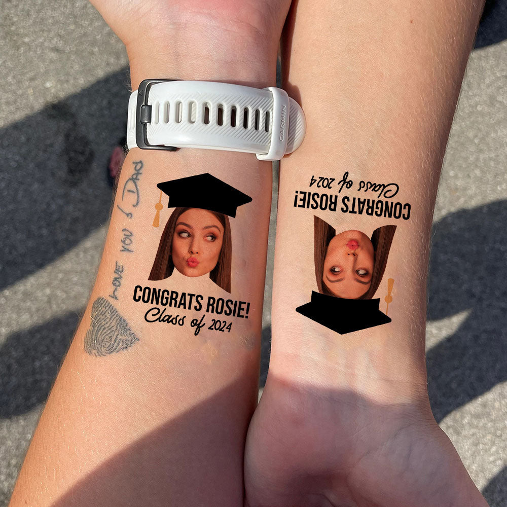 Personalized Graduation Party Face Photo Temporary Tattoos, Graduation Party Supplies 2024