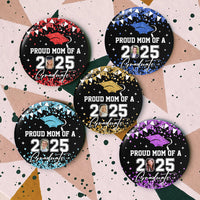 Thumbnail for Personalized Proud Family 2025 Graduation Glitter Color Pin Button Badge, Graduation Gift