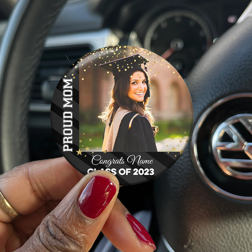 Custom Class Of 2025 Proud Mom Photo Graduation Badge Pin Button, Graduation Gift FC