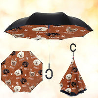 Thumbnail for Custom Dog Cat Photo With Name Windproof Reverse Upside Down C-Handle Double Layer Umbrella, Pet Lover Gift JonxiFon