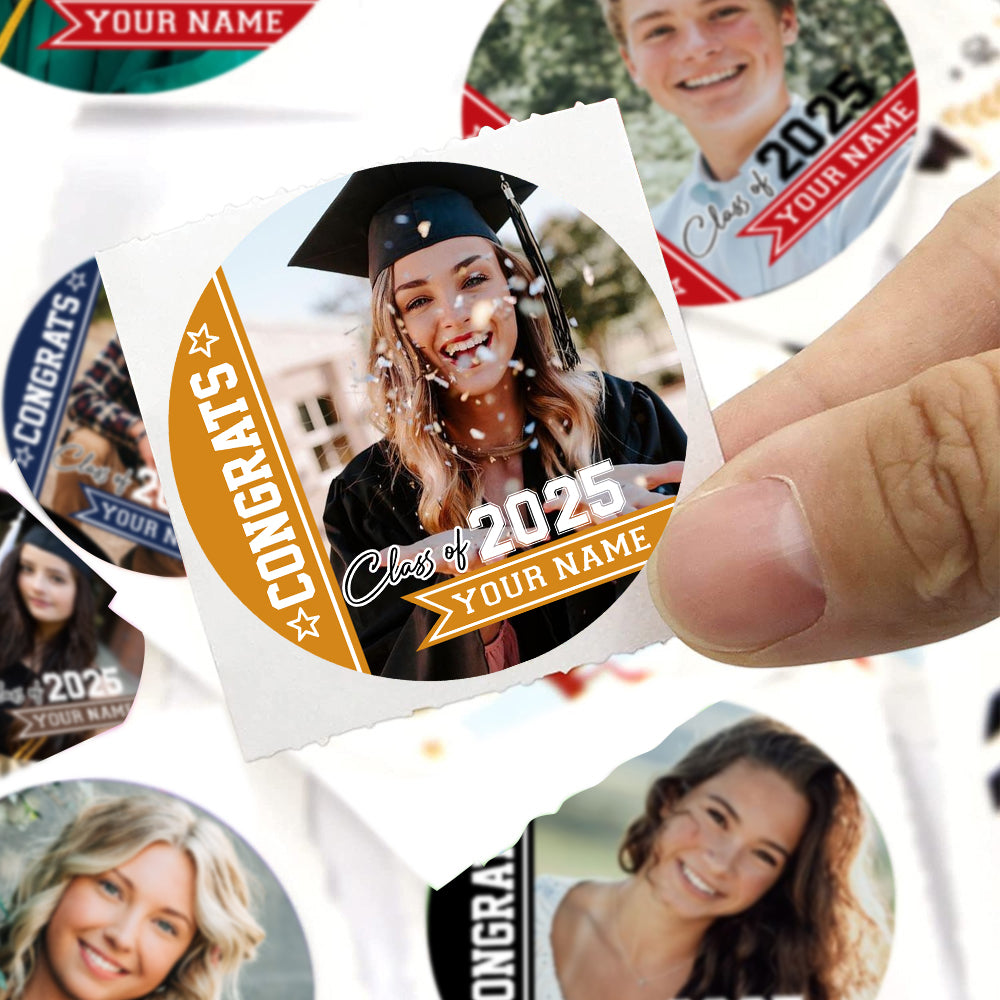 Personalized Congrats Class Of 2025 Perforated Roll Stickers, Graduation Labels & Party Supply