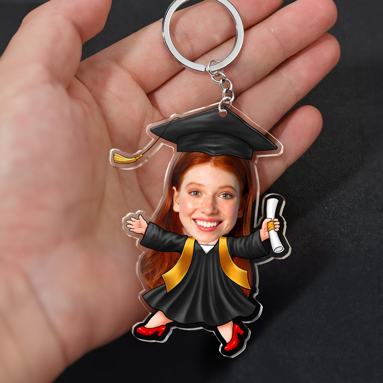 Custom Funny Face Graduate Photo Graduation Acrylic Keychain, Graduation Gift FC