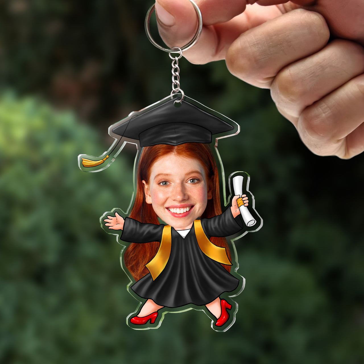 Custom Funny Face Graduate Photo Graduation Acrylic Keychain, Graduation Gift FC