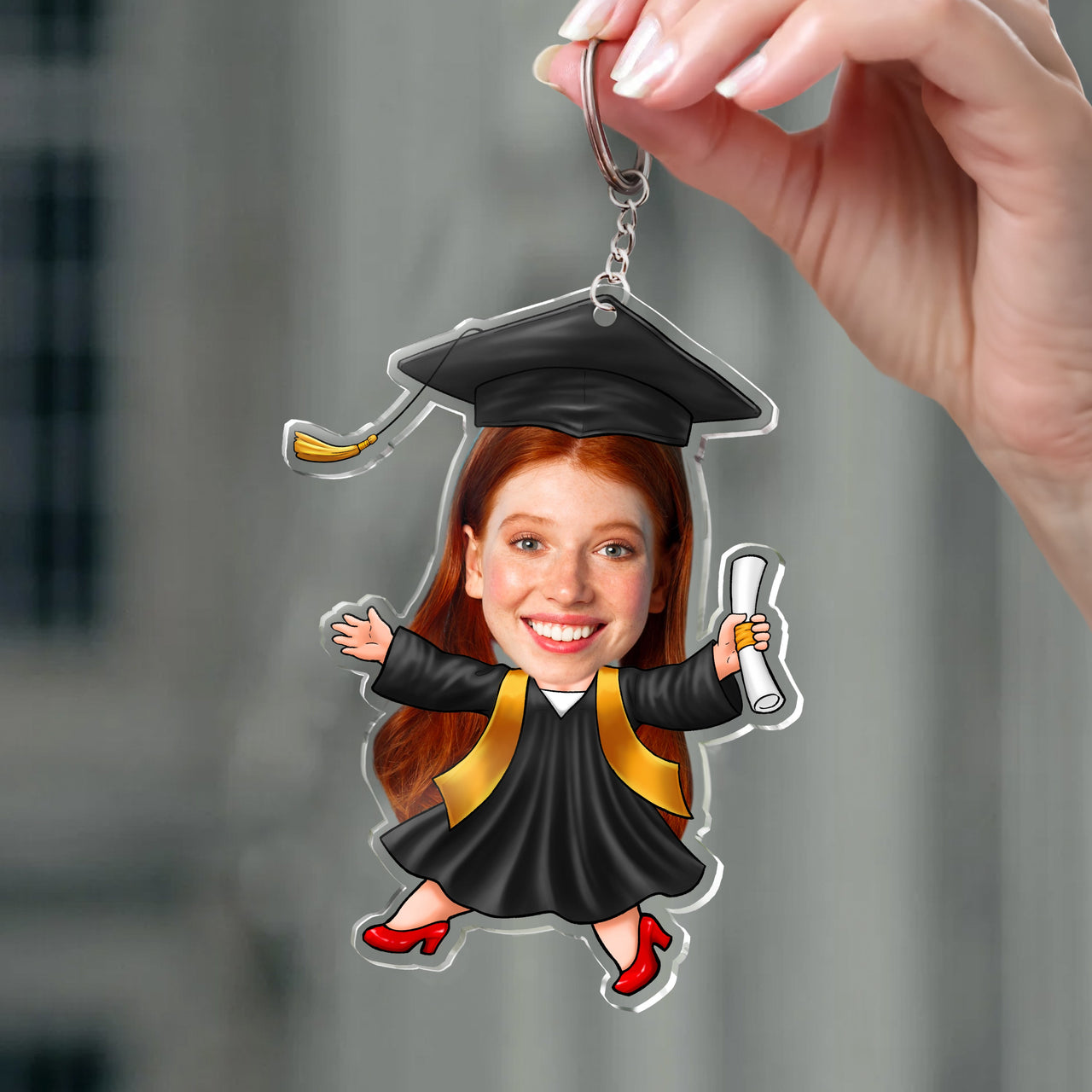 Custom Funny Face Graduate Photo Graduation Acrylic Keychain, Graduation Gift FC