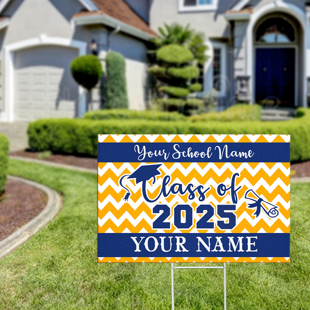 Custom Chevron Design Graduation Lawn Sign With Stake, Graduation Decorations