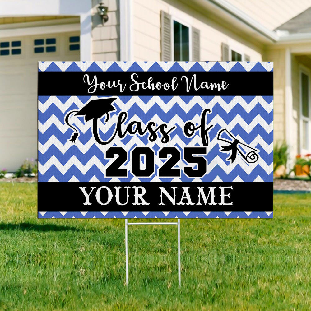 Custom Chevron Design Graduation Lawn Sign With Stake, Graduation Decorations