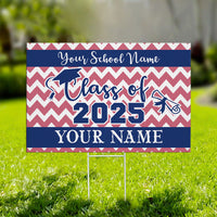 Thumbnail for Custom Chevron Design Graduation Lawn Sign With Stake, Graduation Decorations