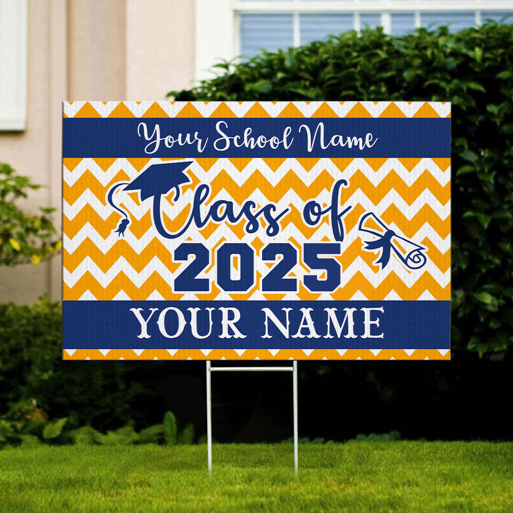 Custom Chevron Design Graduation Lawn Sign With Stake, Graduation Decorations