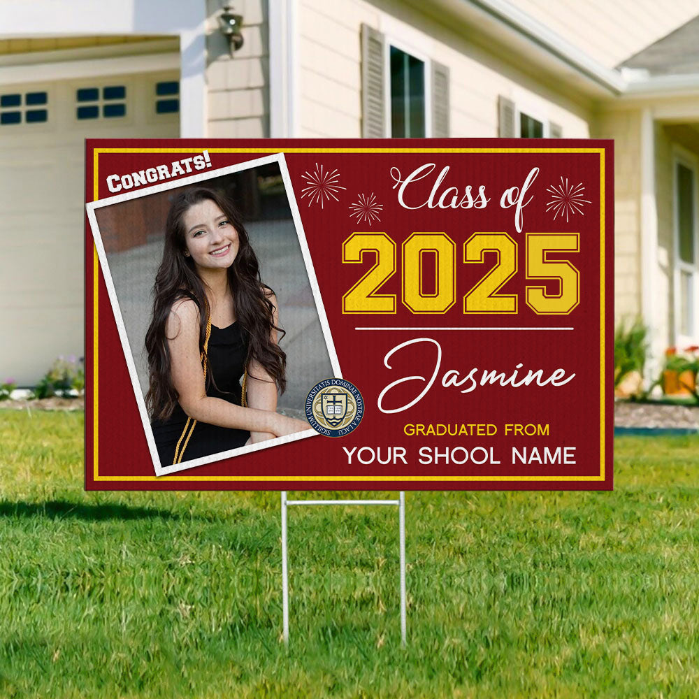 Custom Picture Class Of 2025 Graduation Lawn Sign, Graduation Decorations