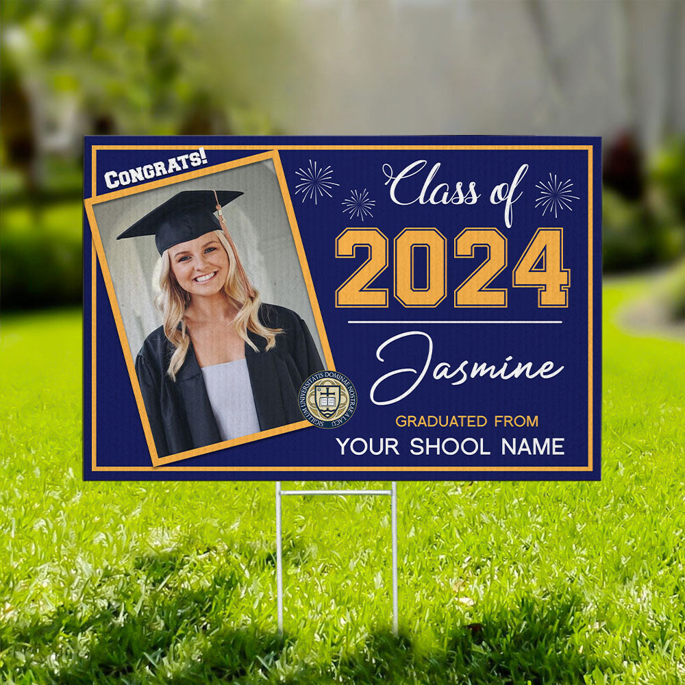 Custom Picture Class Of 2024 Graduation Lawn Sign, Graduation Decorations AN