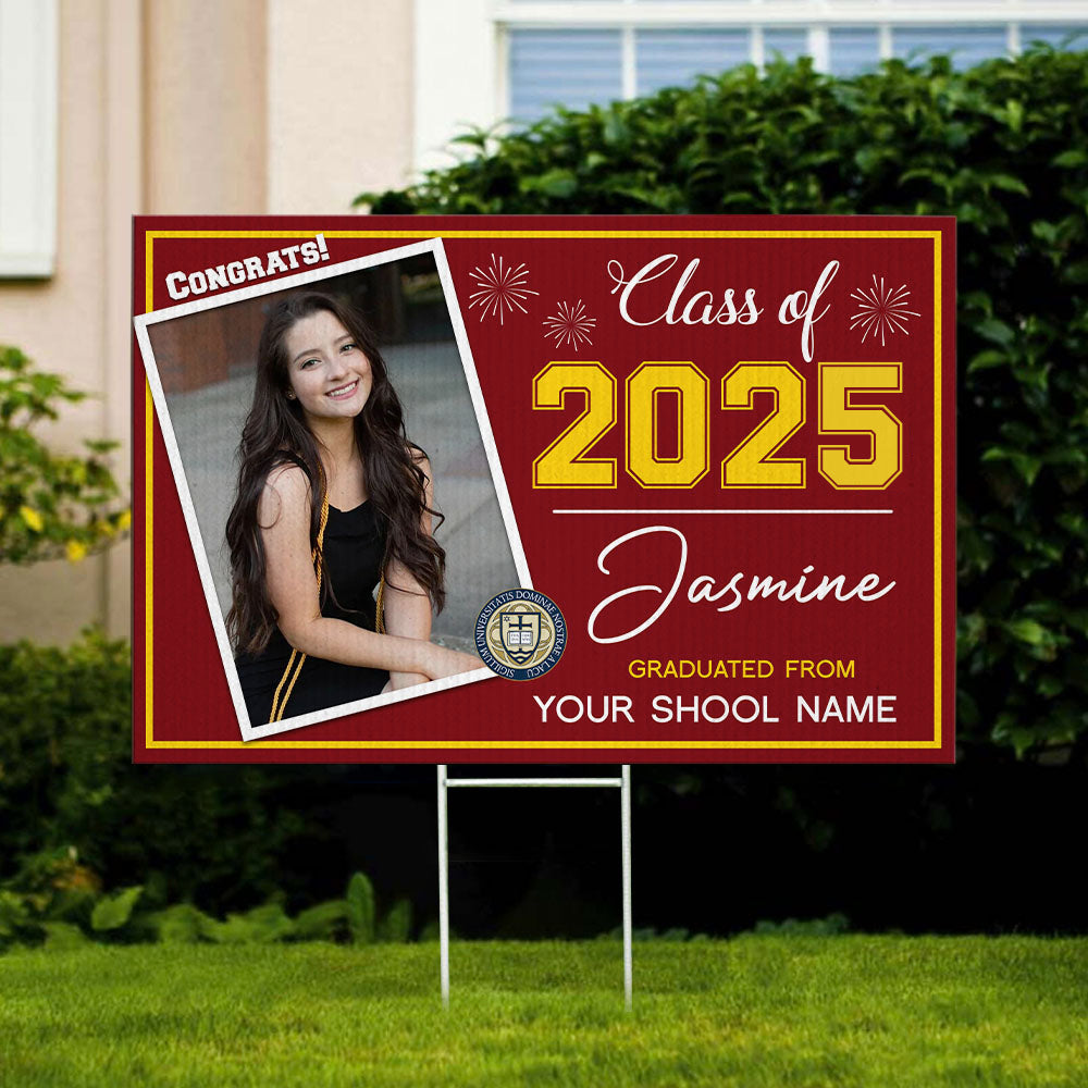 Custom Picture Class Of 2025 Graduation Lawn Sign, Graduation Decorations