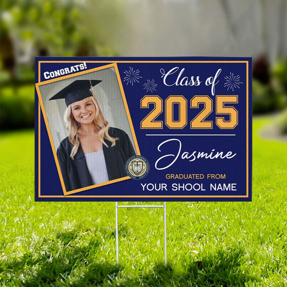 Custom Picture Class Of 2025 Graduation Lawn Sign, Graduation Decorations