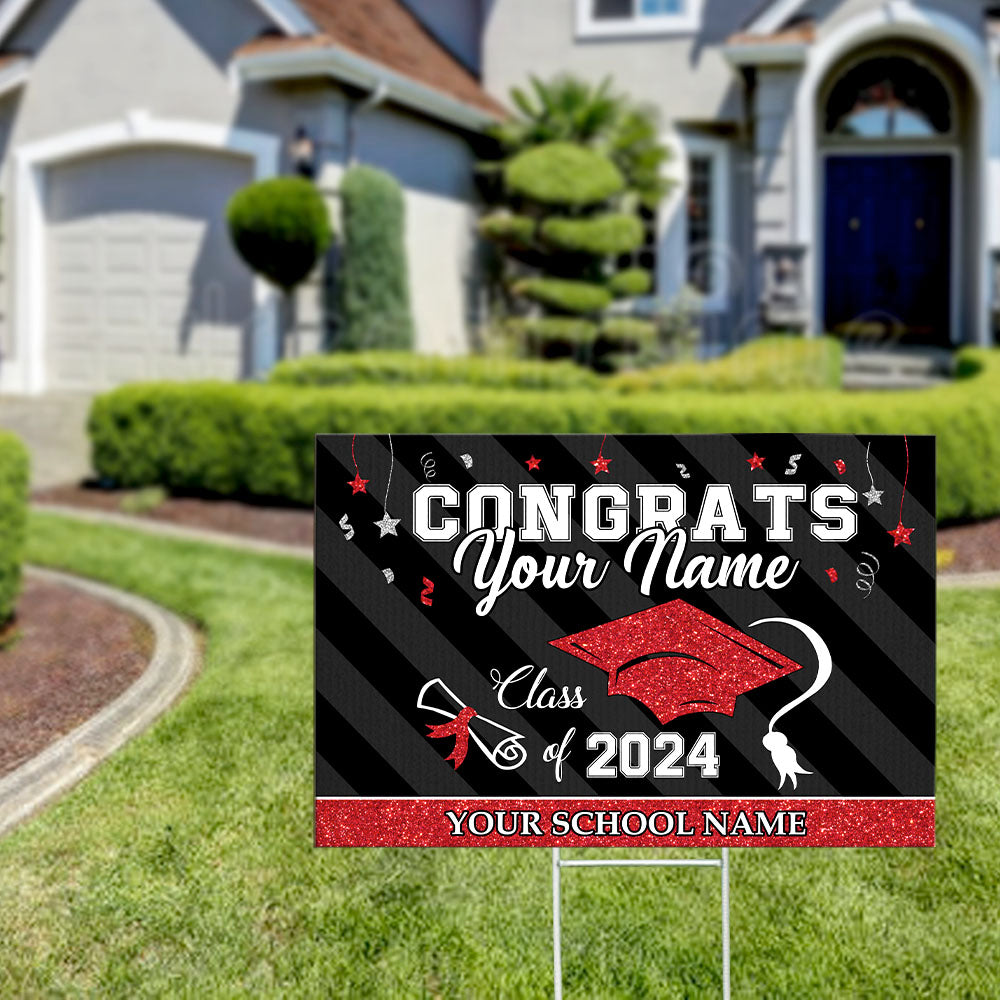 Custom 2024 Graduation Lawn Sign with Stake - Graduation Gift AN