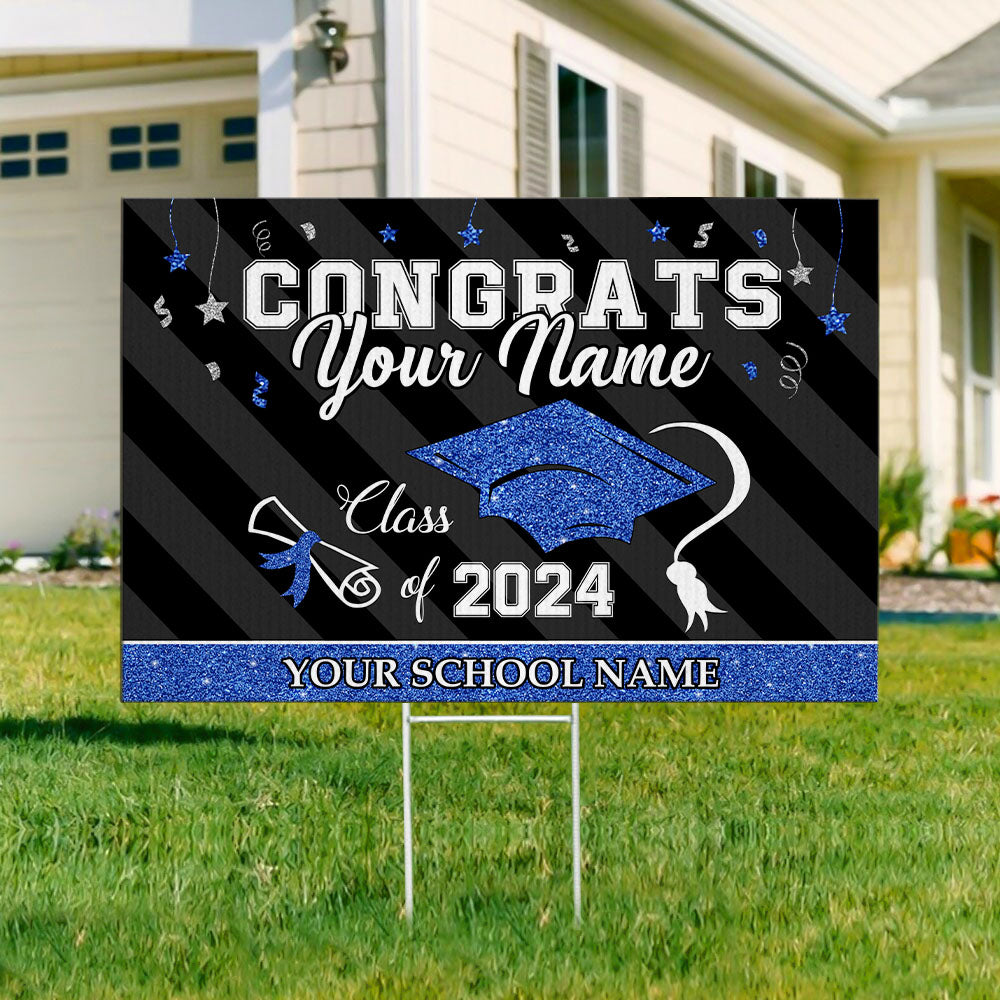 Custom 2024 Graduation Lawn Sign with Stake - Graduation Gift AN