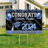 Thumbnail for Custom Congrats 2024 Senior Colorfull Glitter Balloon Yard Sign, Decoration Graduation Gift