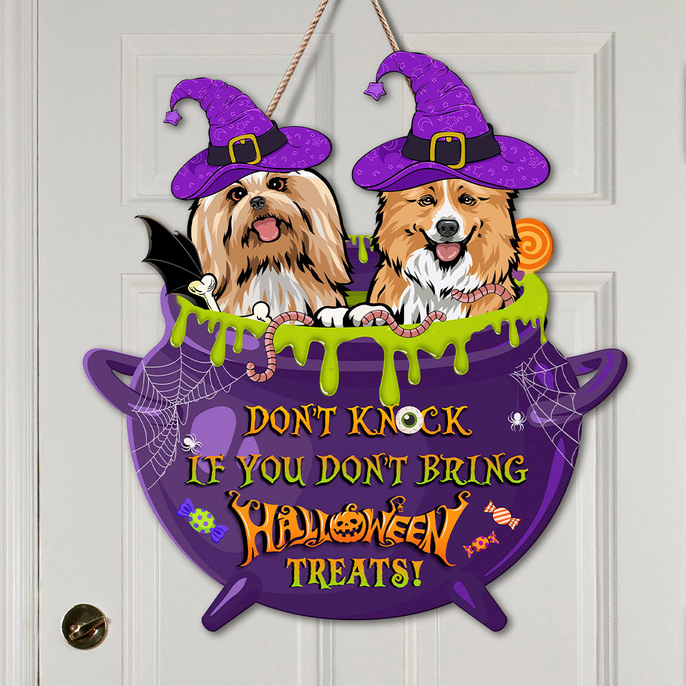 Personalized Shaped Door Sign - Halloween Gift For Dog Lovers - Don't Knock Dog Witch AE