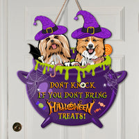 Thumbnail for Personalized Shaped Door Sign - Halloween Gift For Dog Lovers - Don't Knock Dog Witch AE