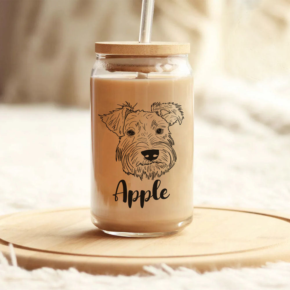 Custom Dog Beer Can Glass, Iced Coffee Cup With Lid & Straw, Shape