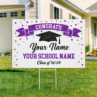 Thumbnail for Custom Congrats Sparkling Graduation Lawn Sign With Stake, Graduation Decorations AN