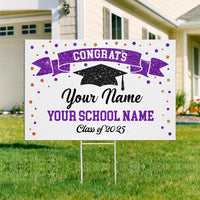 Thumbnail for Custom Congrats Sparkling Graduation Lawn Sign With Stake, Graduation Decorations