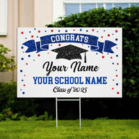 Thumbnail for Custom Congrats Sparkling Graduation Lawn Sign With Stake, Graduation Decorations