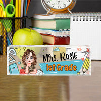 Thumbnail for Custom Best Teacher Ever Acrylic Desk Name Plate, Gift For Teacher AI