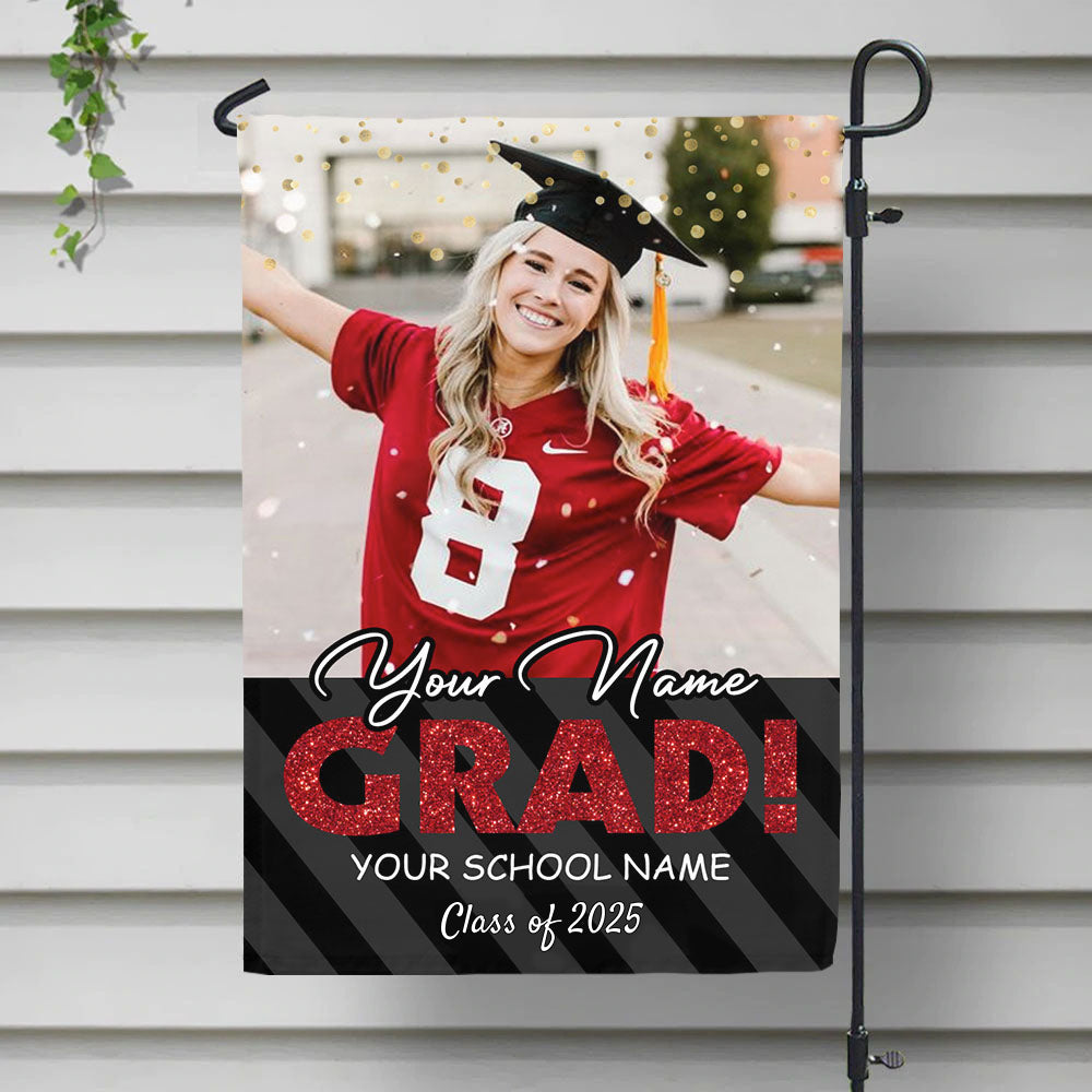 Custom Picture Congrats Grad 2025 Graduation Garden Flag, Graduation Decorations