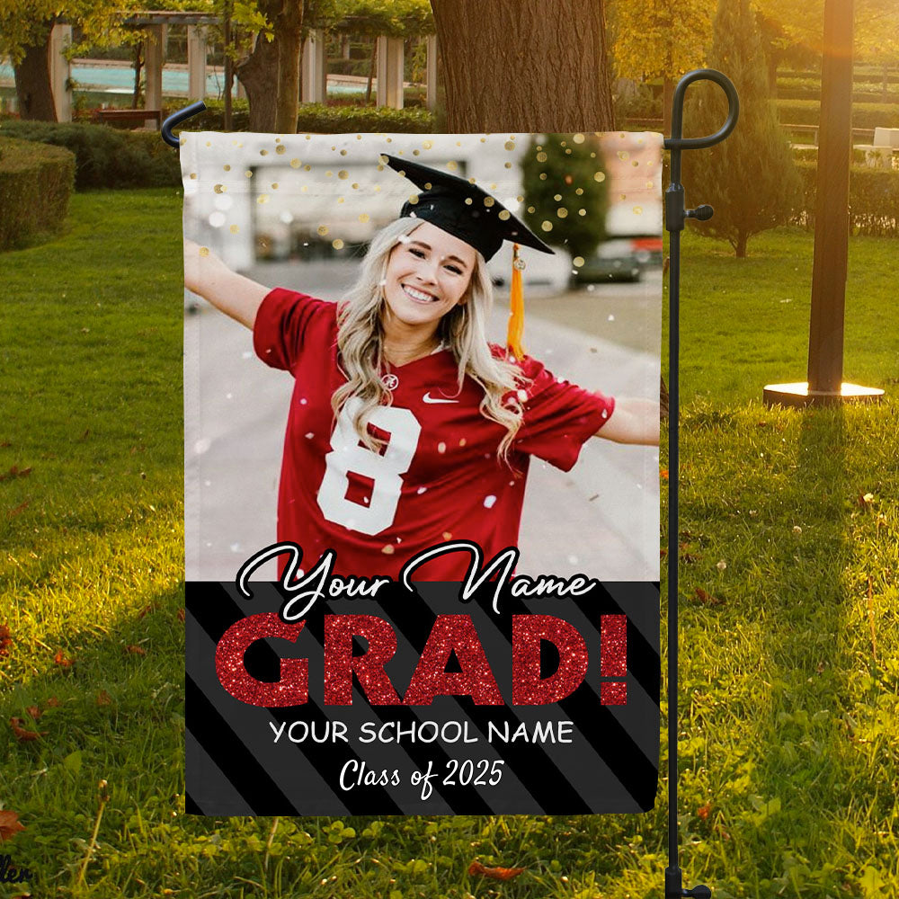 Custom Picture Congrats Grad 2025 Graduation Garden Flag, Graduation Decorations