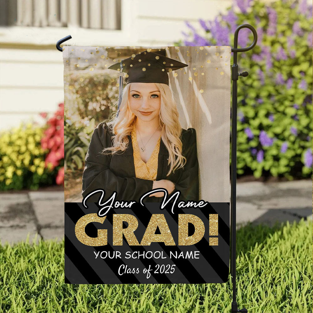 Custom Picture Congrats Grad 2025 Graduation Garden Flag, Graduation Decorations