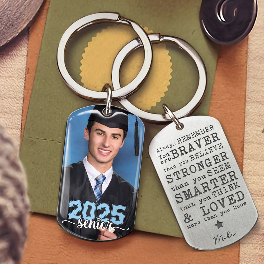 Custom You're Stronger Than You Seem Photo Graduation Metal Keychain, Graduation Gift