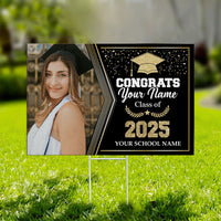 Thumbnail for Custom Photo Congrats Class of 2025 Lawn Sign With Stake, Graduation Decoration Gift