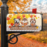 Thumbnail for Personalized Mailbox Cover- Gift For Dog Cat Lovers- Hello Fall Maple Leaves AF