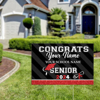 Thumbnail for Custom Senior 2024 Glitter Graduation Lawn Sign With Stake, Graduation Gift AN