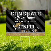 Thumbnail for Custom Senior 2025 Glitter Graduation Lawn Sign With Stake, Graduation Gift