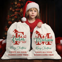 Thumbnail for Personalized Santa Sack - Christmas Gift For Family - Christmas Monogram With Name AB