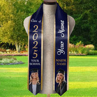 Thumbnail for Custom 2 Photos Class of 2024 Graduation Stoles/Sash, Graduation Gift FC