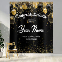 Thumbnail for Custom Congratulations Glitter Balloons Graduation Backdrop, Graduation Party Decorations FC