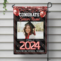 Thumbnail for Congrats 2024 Senior Photo Multicolor Glitter Balloon Flag, Graduation Decoration Gift