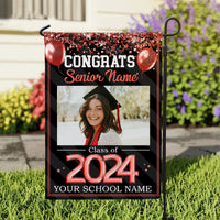 Thumbnail for Congrats 2024 Senior Photo Multicolor Glitter Balloon Flag, Graduation Decoration Gift