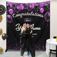 Thumbnail for Custom Congratulations Glitter Balloons Graduation Backdrop, Graduation Party Decorations FC