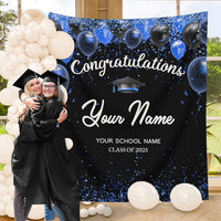 Thumbnail for Custom Congratulations Glitter Balloons Graduation Backdrop, Graduation Party Decorations FC