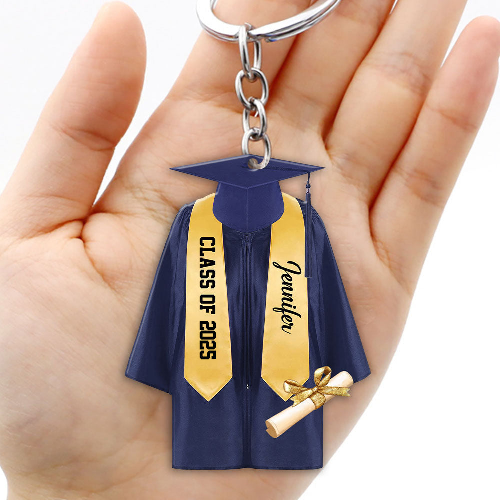 Graduation Gown Cap Custom Acrylic Keychain, Gift For Graduate