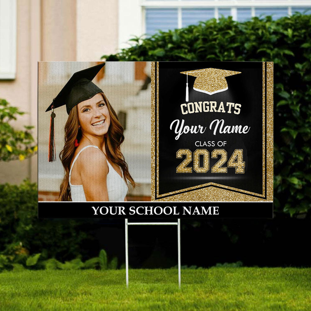 Custom Photo Graduation Lawn Sign With Stake, Graduation Decoration Gift AN