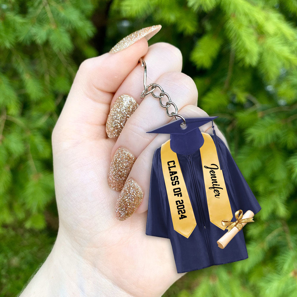 Graduation Gown Cap Custom Acrylic Keychain, Gift For Graduate