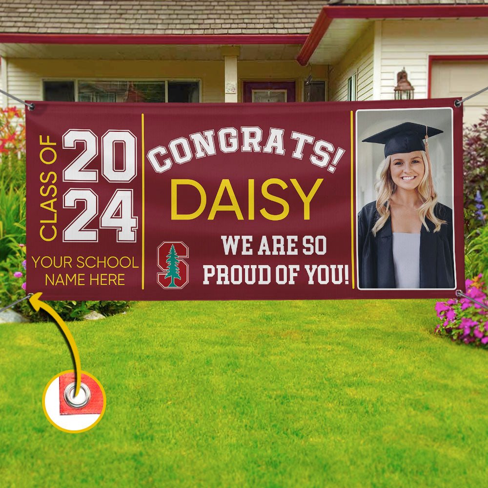 Graduation Gift: Custom 2024 Banner with Congratulations Photo