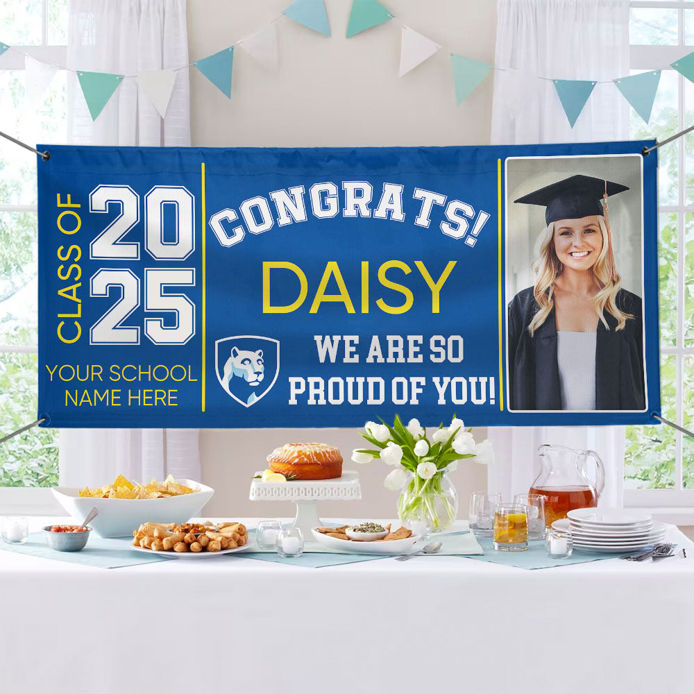 Graduation Gift: Custom 2025 Banner with Congratulations Photo