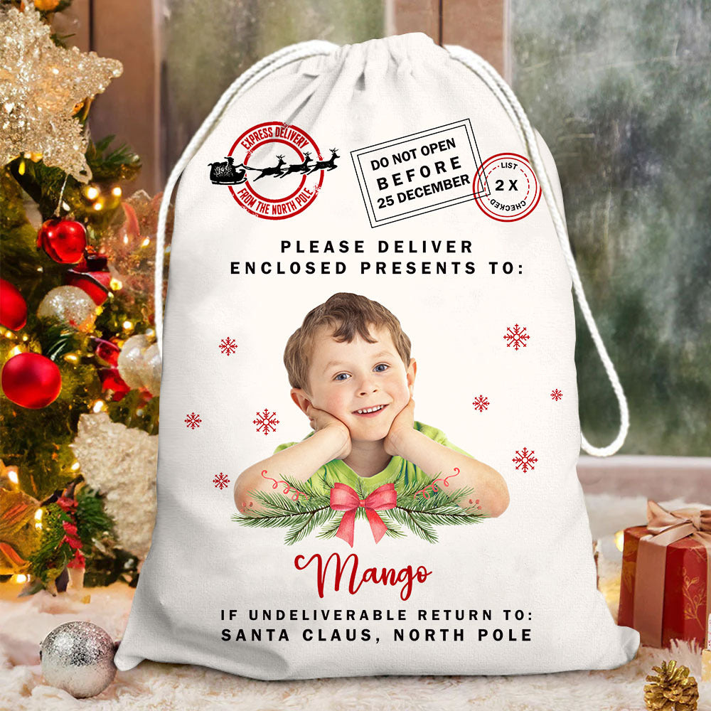 Personalized Santa Sack - Christmas Gift For Family & Pet Lover - Santa Sack With Photo AB