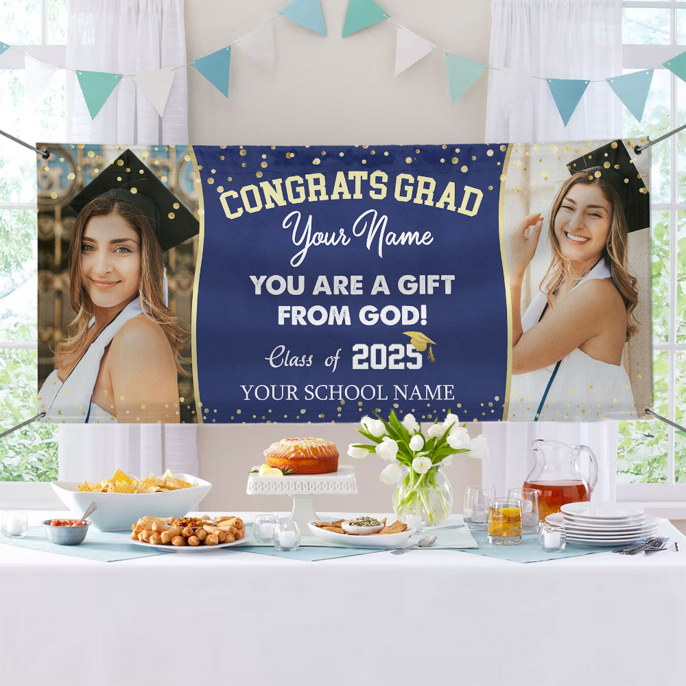 Custom We're Proud To Be Your Family Photo Graduation Banner, Graduation Decorations