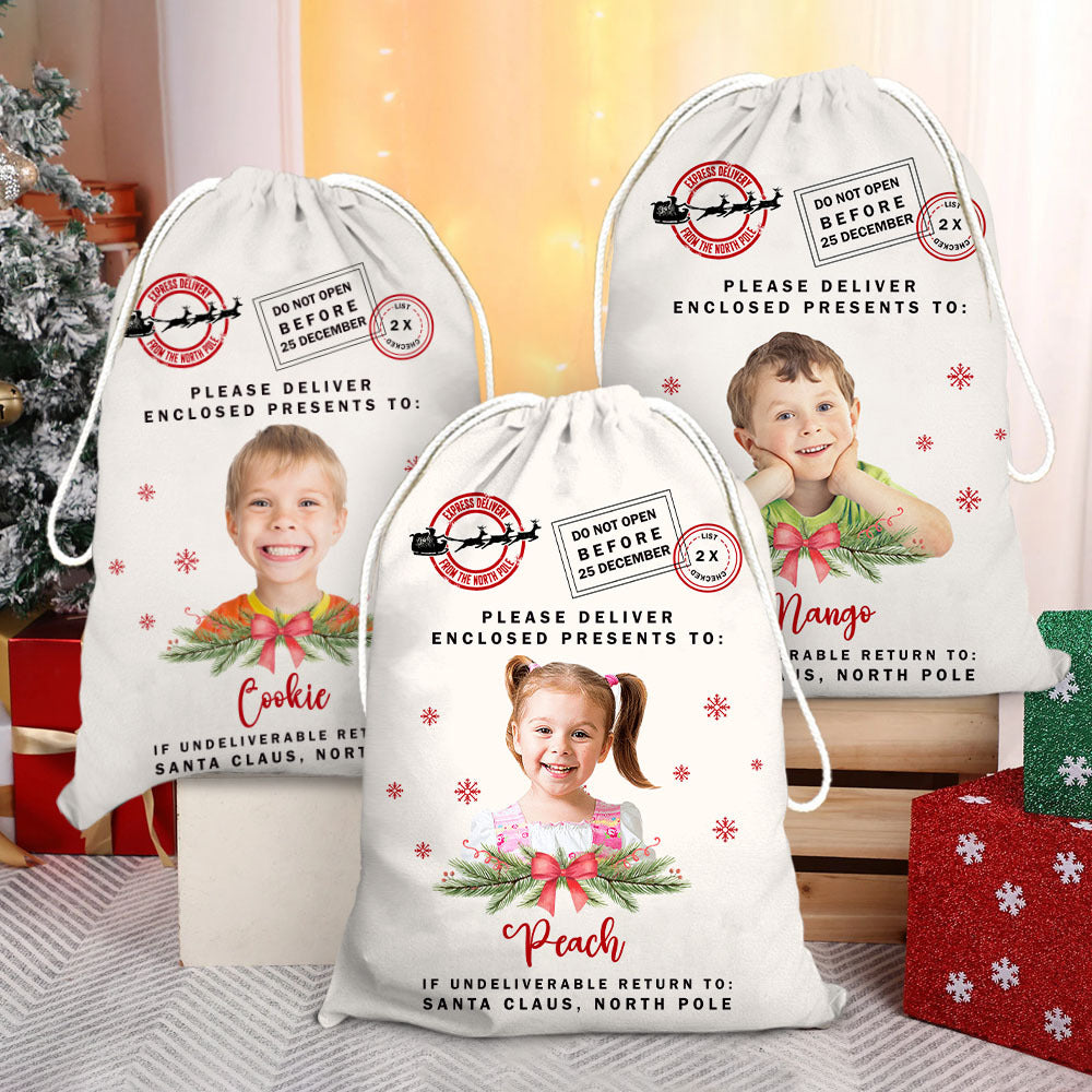 Personalized Santa Sack - Christmas Gift For Family & Pet Lover - Santa Sack With Photo AB